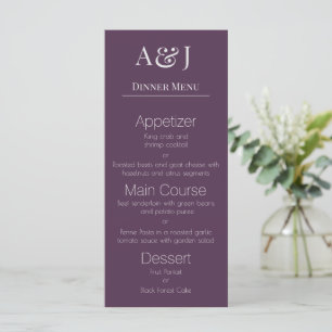 Menu Suas iniciais em Roxo Ameixa Moderno e Elegante
