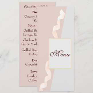 Menu Suave púrpura e cinza com fita
