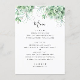 Menu Suculentes de aquarela. Casamento Greenery Cacto