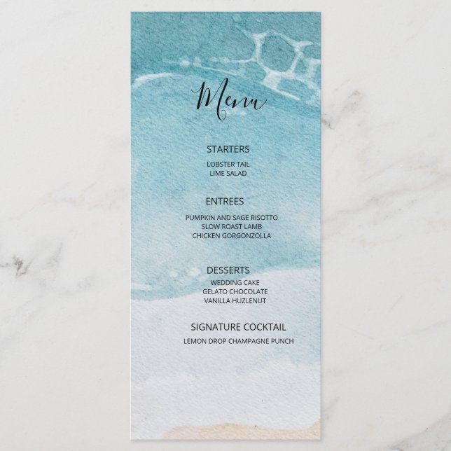 Menu Summer Blue Beach Wedding (Frente)