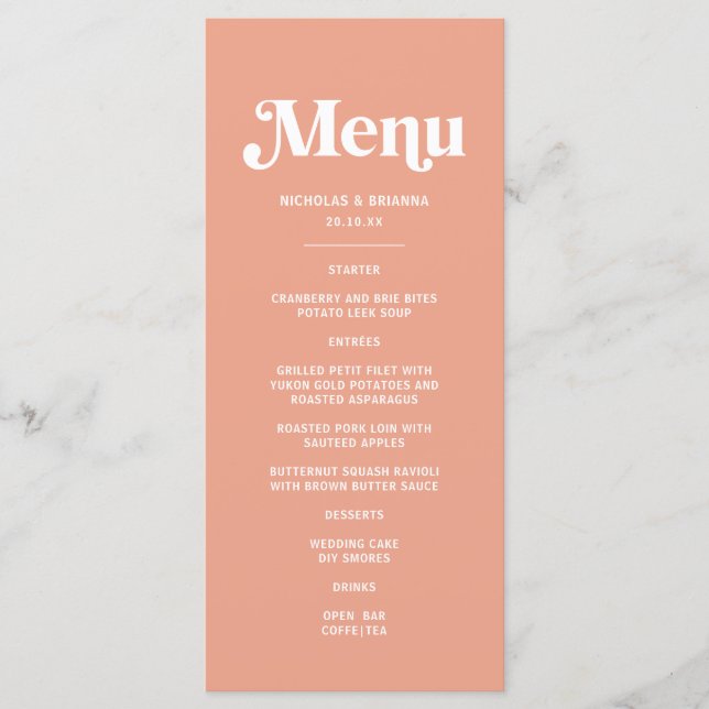 Menu Summer Peach Wedding (Frente)