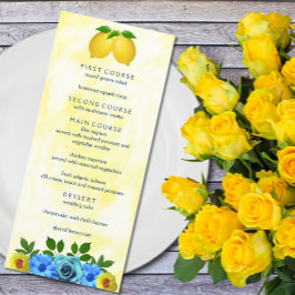Menu Sunny Lemon Floral Wedding