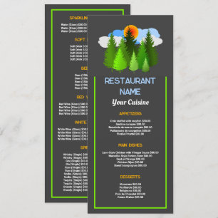 Menu Sunrise Spruce, Restaurante Slimline