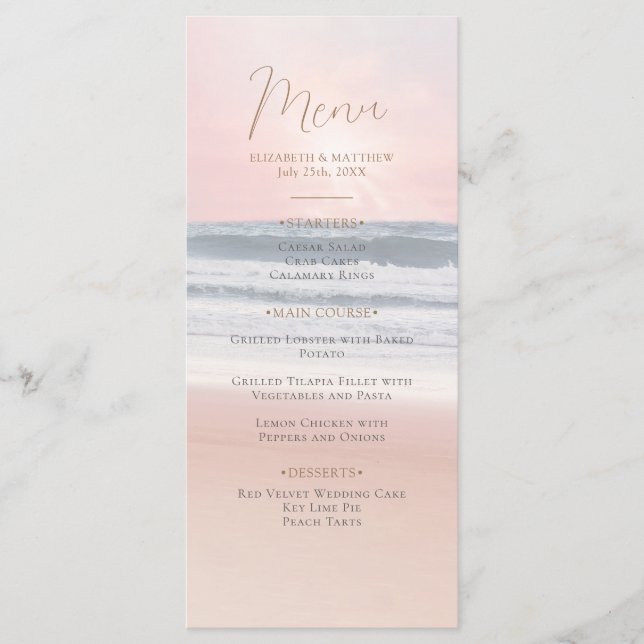 Menu Sunset Beach Wedding | Seaside Beach Wedding (Frente)