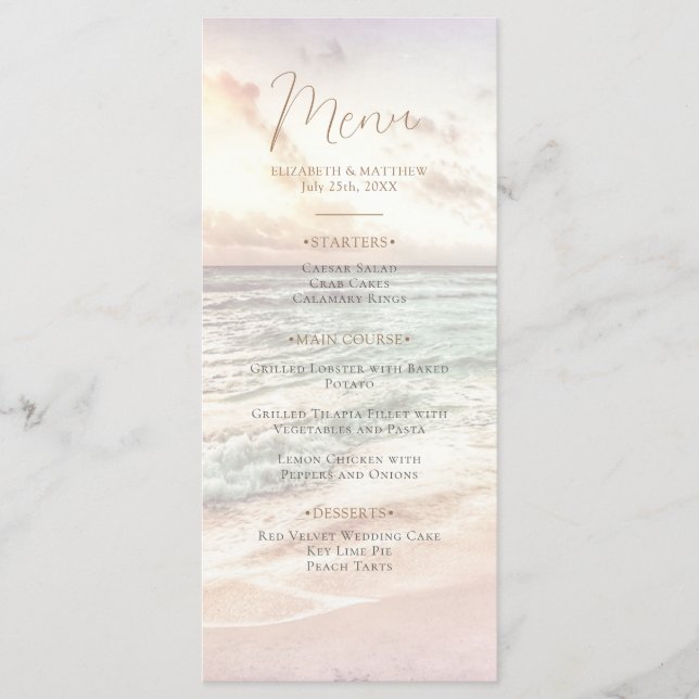 Menu Sunset Beach Wedding | Seaside Beach Wedding (Frente)