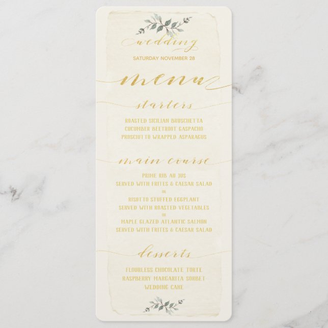 Menu Swash Font Calliografia Dourada Escrevendo Casamen (Frente)