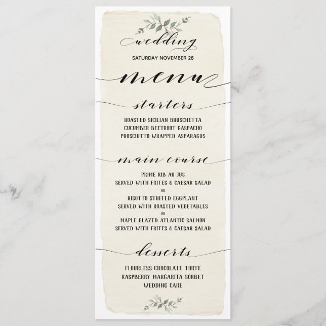 Menu Swash Font Escrevendo Casamento Russo (Frente)