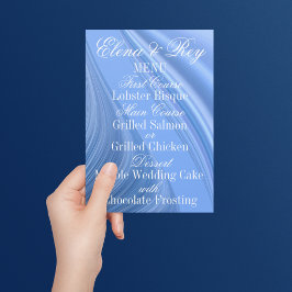 Menu Swirling Blue Satin Wedding