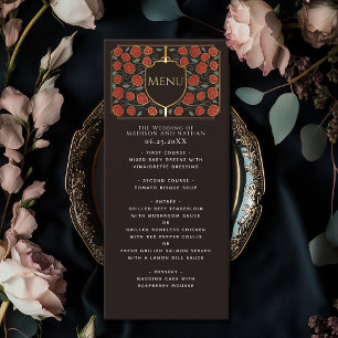 Menu Sword & Shield Medieval Fantasy Casamento Monogram