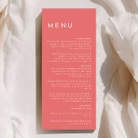 Menu Tabulação de Casamento Rosa Mínimo Citrus<br><div class="desc">Apresentando nosso Design de Menu Plana de Casamento Rosa Minimalista Citrus, onde simplicidade encontra sofisticação em uma paleta de tons brilhantes de citros. Com fundo sólido em fontes tipográficas cor-de-rosa, laranja, amarela ou verde e limpas, esse tema exumenta a elegância contemporânea com um toque de encanto retrorreflector. Projetados para complementar...</div>