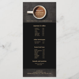 Menu Taça Café com Compro de Café de Madeira Negra Folh