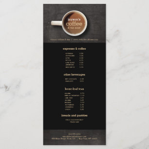 Menu Taça Café com Compro de Café de Madeira Negra Folh
