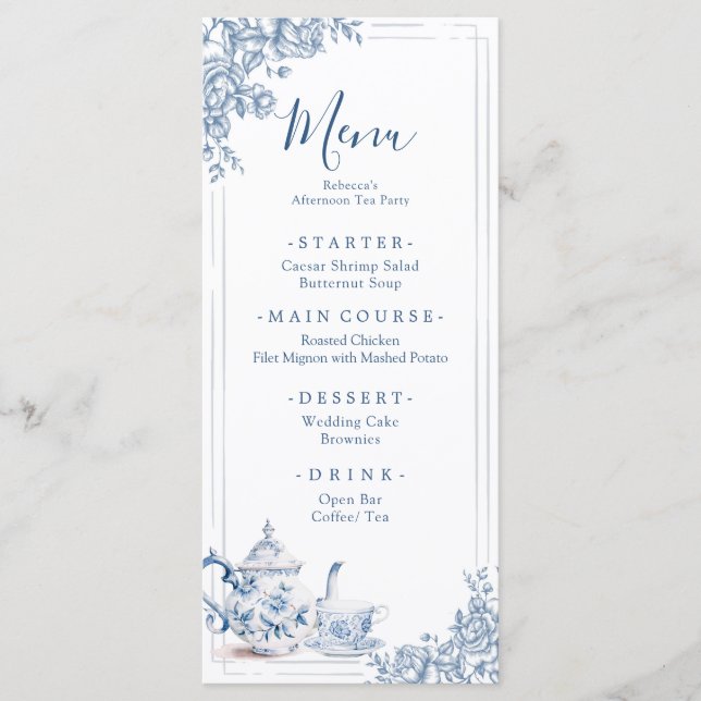 Menu Tarde do Jardim Vitoriano Dusty Blue (Frente)