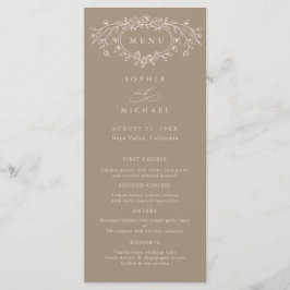Menu Taupe and Beige Floral Line Art Wedding Flat 