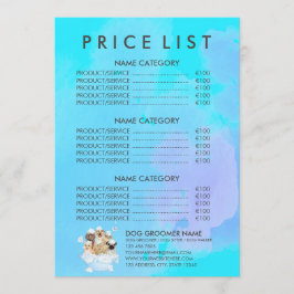 Menu Teal Pet Groomer Sitting Dog Cat Spa Price List