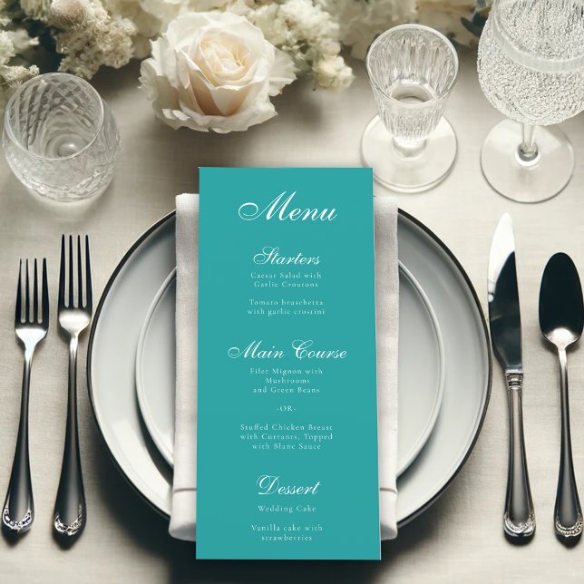 Menu Teal  Simples Elegante Script Caligrafia Azul (Criador carregado)