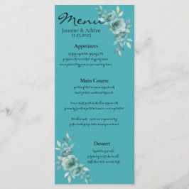 Menu Teal Whisper Blooms Wedding