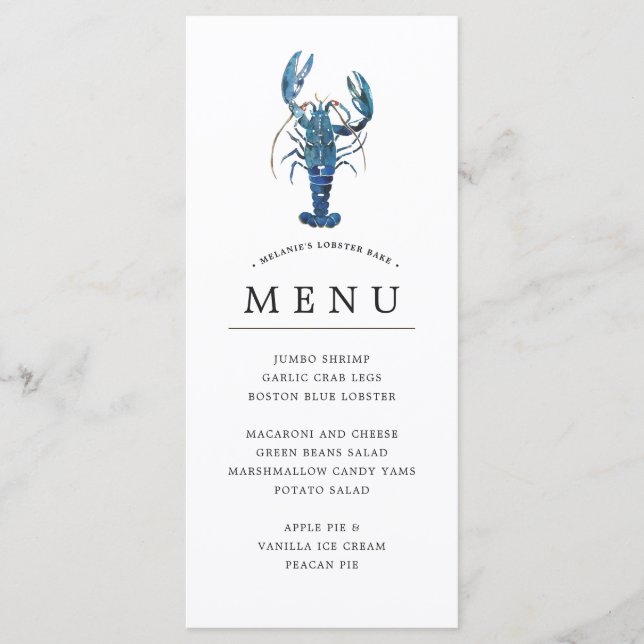 Menu Tema Azul Oceano | Festa de Lagosta (Frente)