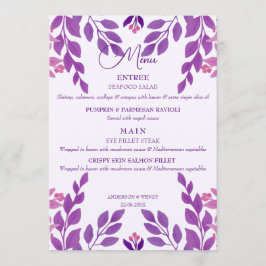 Menu Tema de Casamento de Folhas Roxas