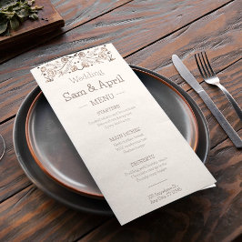 Menu Tema de Casamento Floral Brown