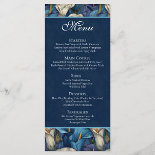 Menu Tema de Casamento Rústico com Copo-de-Leite Azul E