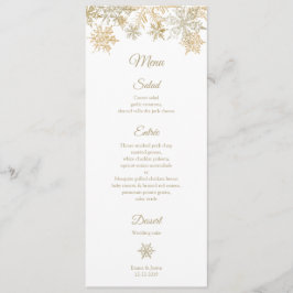 Menu Tema Elegante de Natal de inverno com Flocos de Ne