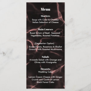 Menu Tema rosa e preto marmoreado