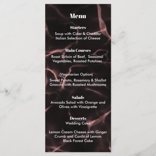 Menu Tema rosa e preto marmoreado (Frente)