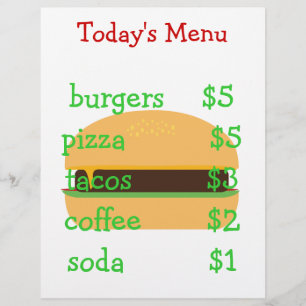Menu temático do hamburguer simples editável