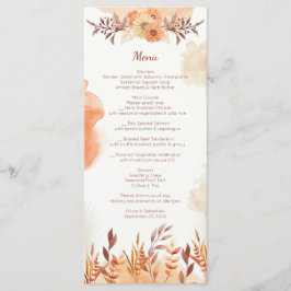 Menu Terracota Boho Floral Outono Rústico Elegante