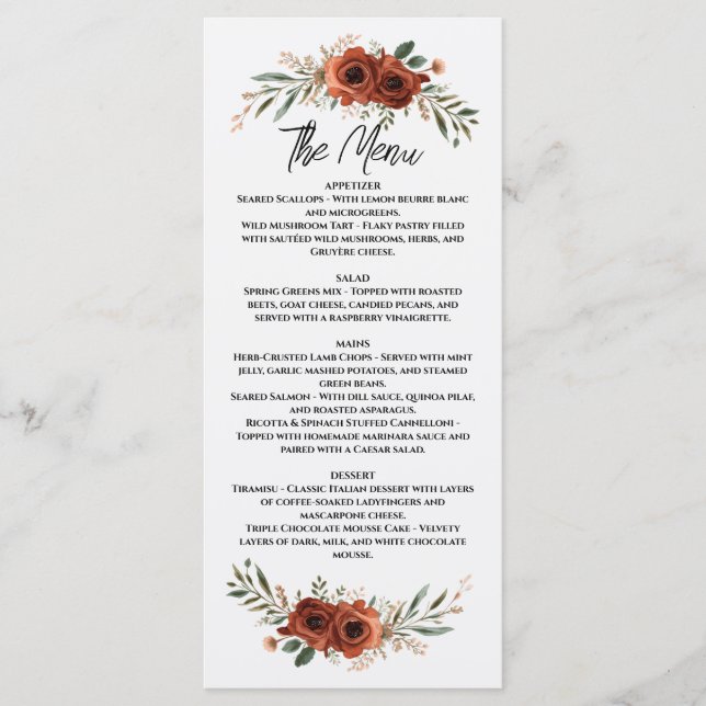 Menu Terracota Mal-humorada Floral Boho (Frente)