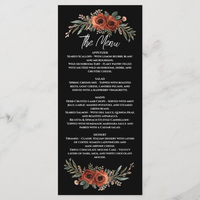 Menu Terracota Temperamental Boho Floral (Frente)