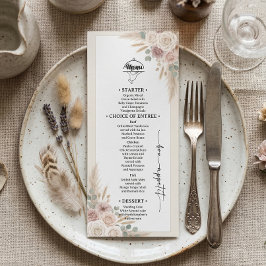 Menu  Terracotta Bohemian Chic Wedding