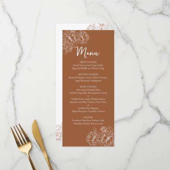 Menu Terracotta Boho Floral Boho Drink+ (Frente/Verso In Situ)