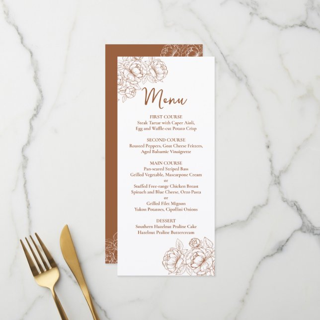 Menu Terracotta Boho Floral Boho Drink+ (Frente/Verso In Situ)