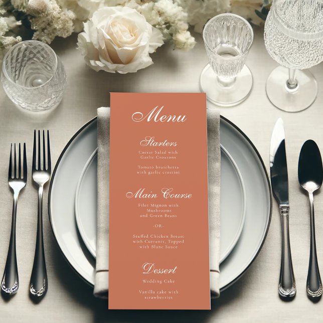 Menu Terracotta Brown Simple Elegante Caligrafia (Criador carregado)