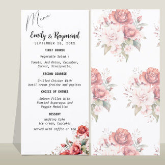 Menu Terracotta Burgundy Blush Floral Wedding  