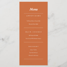 Menu Terracotta Burnt Orange Modern Casamento outono