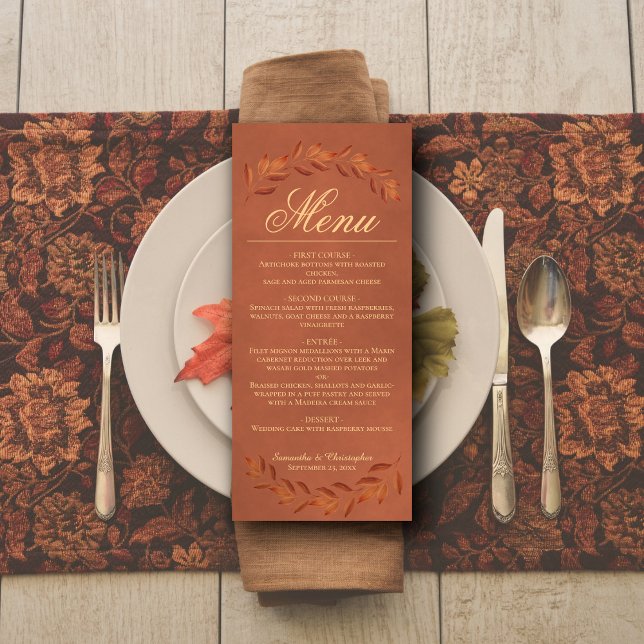 Menu Terracotta Deixa Casamento Russo Elegante (In Situ on Plate)