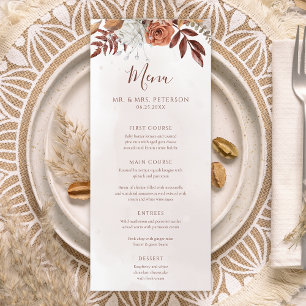 Menu Terracotta Ferrugem Flores Boho Folhagem Outono Ca