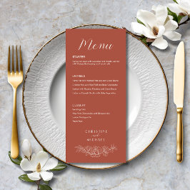 Menu Terracotta Floral Formal Elegante Casamento