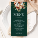 Menu Terracotta Floral Wildflower Emerald Green Weding<br><div class="desc">Menu elegante com lindas flores silvestres rústicas e tipografia moderna.</div>