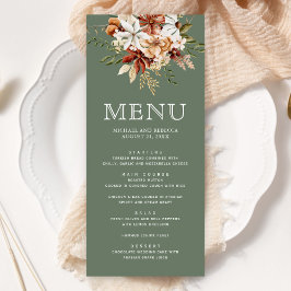 Menu Terracotta Floral Wildflower Sage Casamento Verde