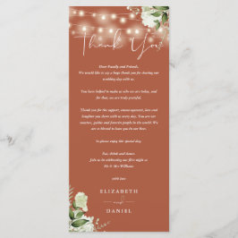 Menu Terracotta Greenery Casamento Obrigado Carteira