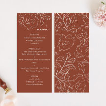 Terracotta Laranja Queimada Boho Floral Desenhado