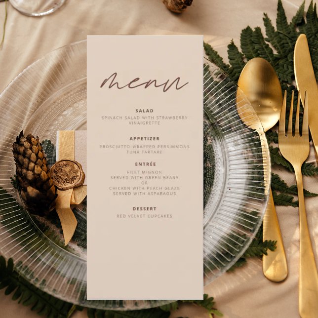 Menu Terracotta Minimalista Boho Elegante Casamento Mod (Criador carregado)