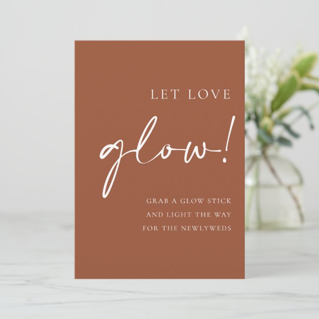 Menu Terracotta Script Let Love Glow Weding Sign (Em pé/Frente)