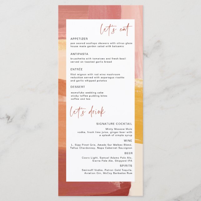 Menu Terracotta Sunrise | Cardápio de Casamento (Frente)