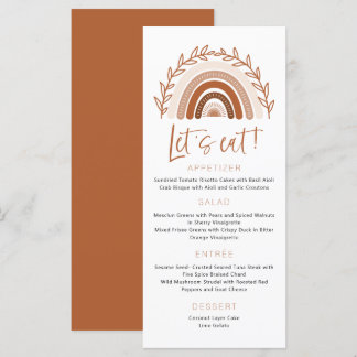 Menu Terracotta Tons Mudados, Menu Boho Arco-Íris