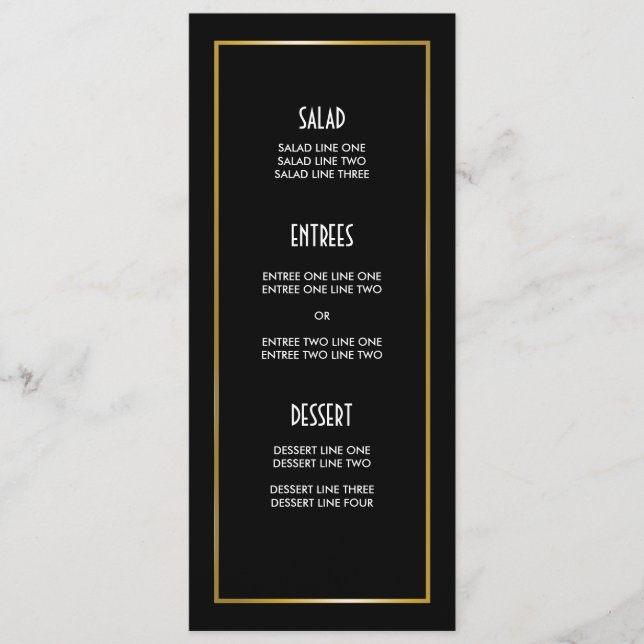 Menu Teste padrão preto e branco geométrico moderno do (Frente)